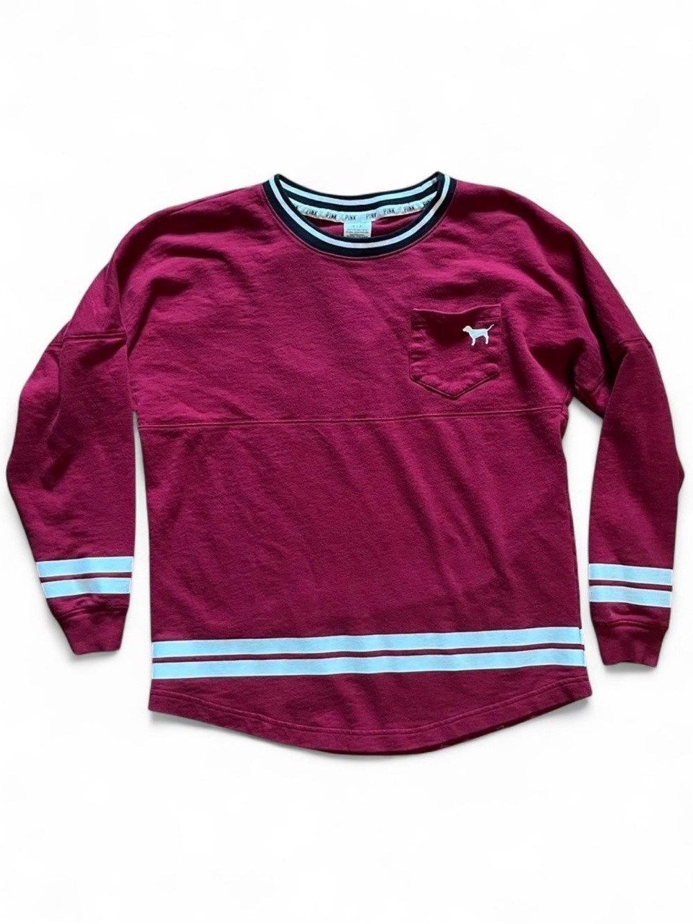 Victoria's Secret PINK Burgundy Long-Sleeve Pocket Tee